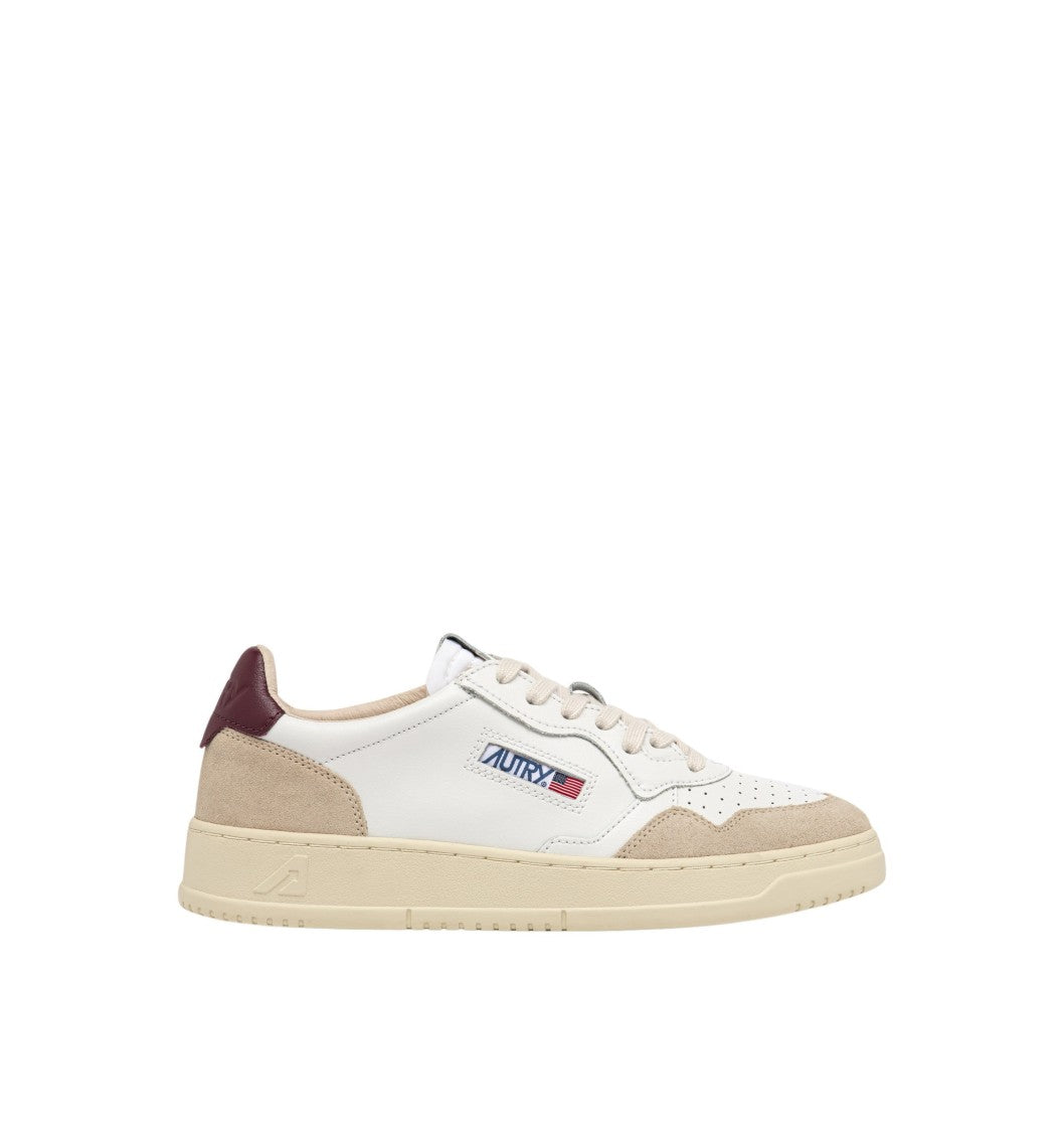 Autry Medalist Low Leat Suede Wht Burgund Sneakers