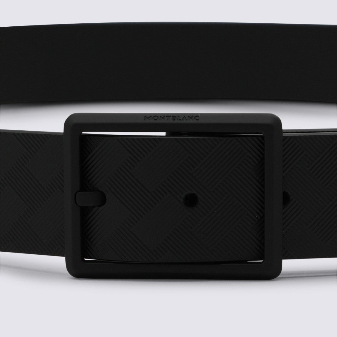 Montblanc Textured Black Belt With Matte Buckle