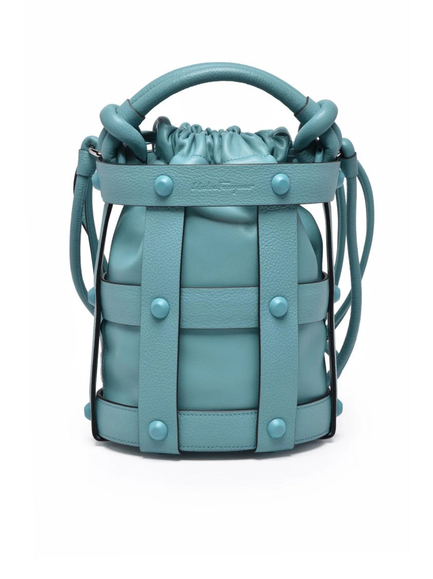 Salvatore Ferragamo Cage Med Bucket Bag - Turquoise