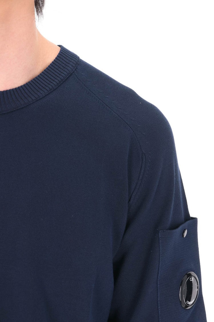 C.P. Company Blue Cotton Crepe Crewneck Sweater
