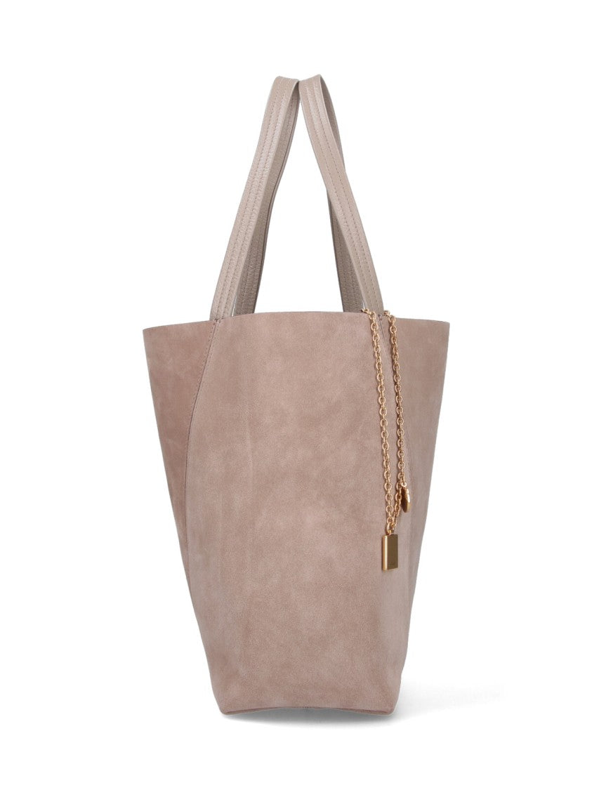 Chloé Spacious Suede Tote With Decorative Chain