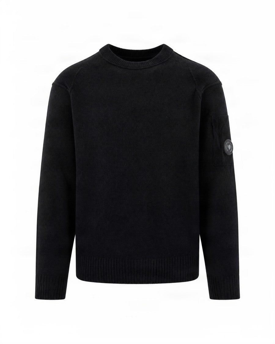 C.P. Company Black Lens Crew Neck Wool-Blend Sweater