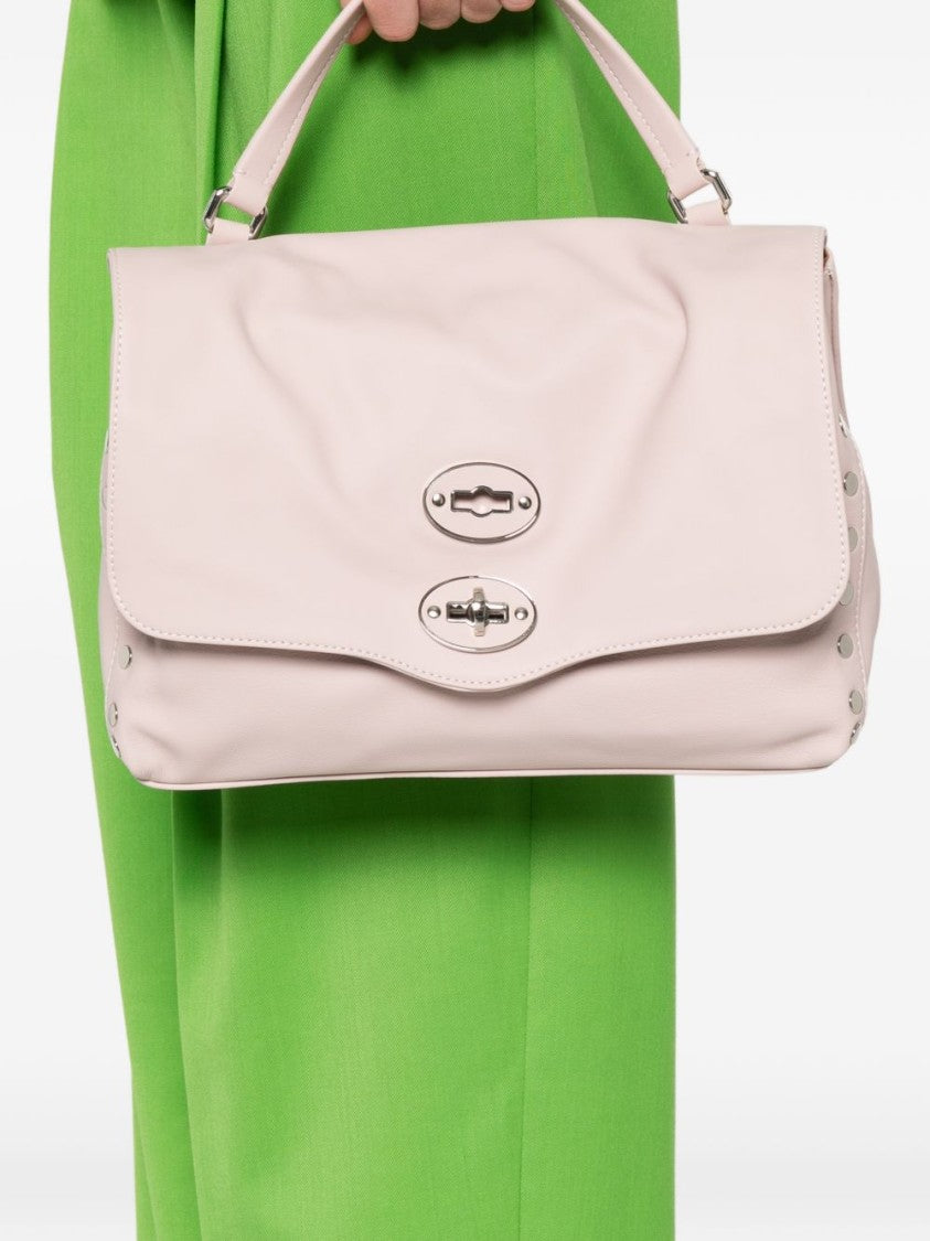 Zanellato Pink Calf Leather Shoulder Bag With Double Turn-Lock Closure