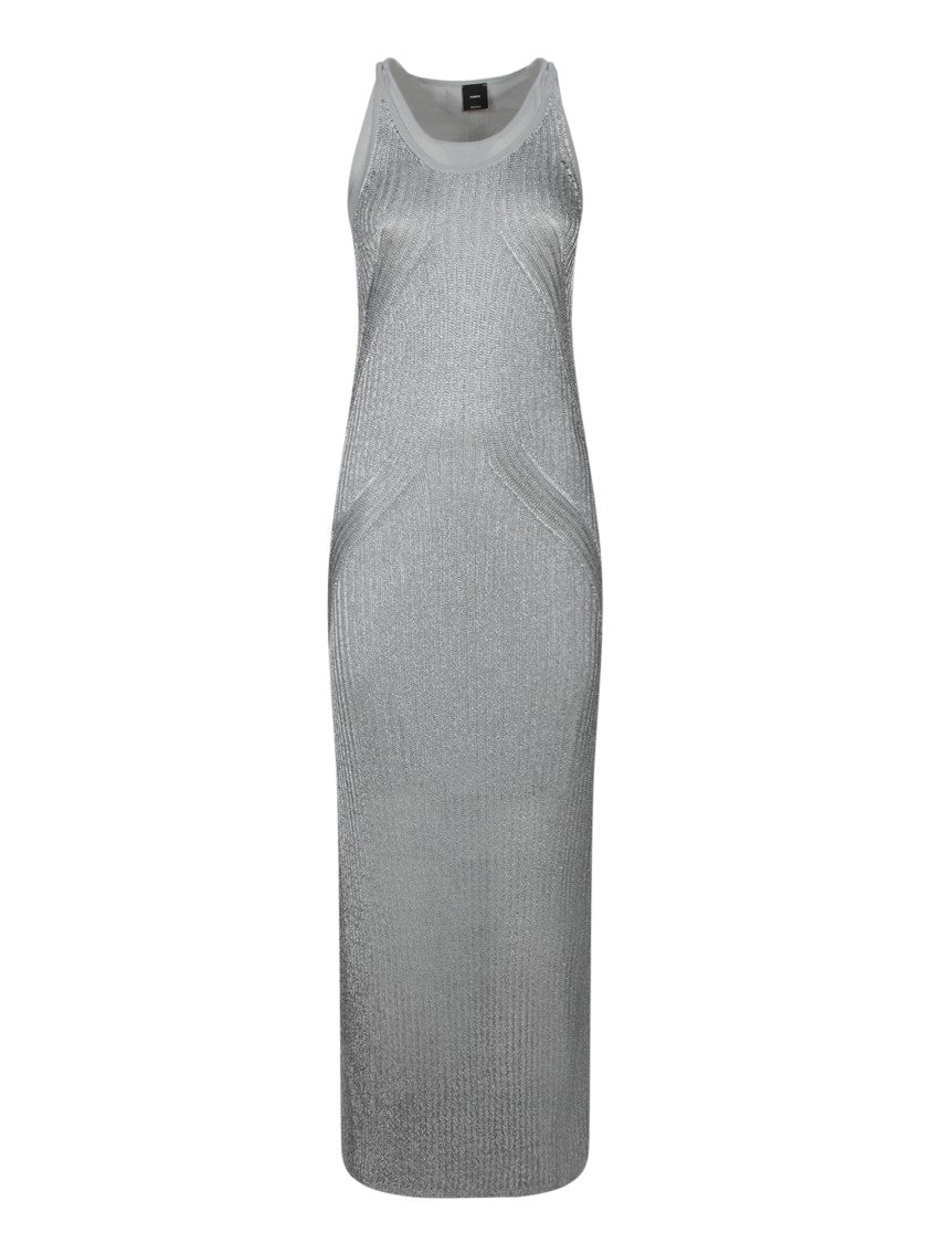 Pinko Form-Fitting Grey Maxi Dress