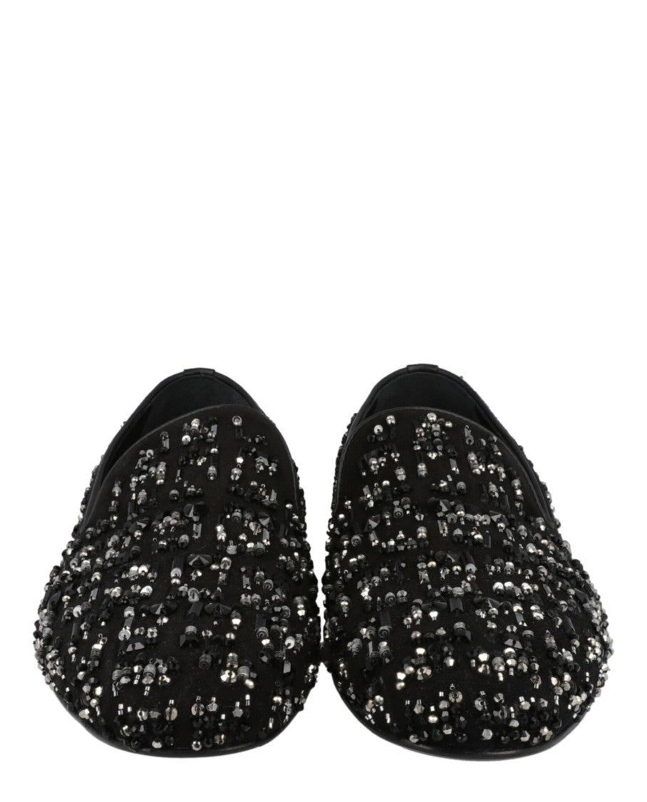 Versace Suede Bead-Embellished Slippers