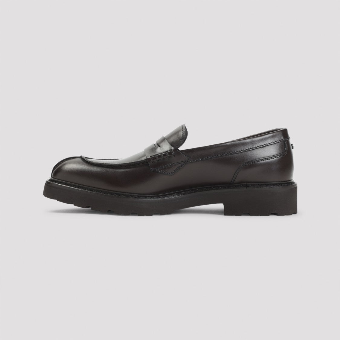 Canali Brown Leather Loafers With Penny Strap Detail