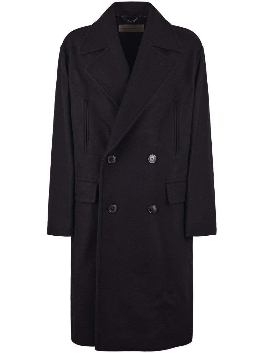 Dries Van Noten Tailored Black Coat With Traditional Collar
