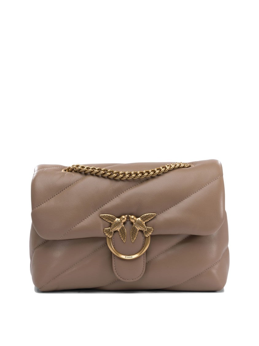 Pinko Beige Leather Crossbody Bag