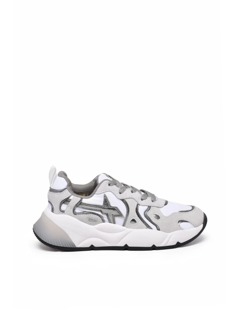W6yz Just Say Wizz White/Grey Leather Chunky Sneakers