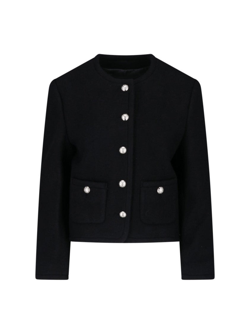 Dunst Black Round-Neck Ornamental-Button Wool Jacket