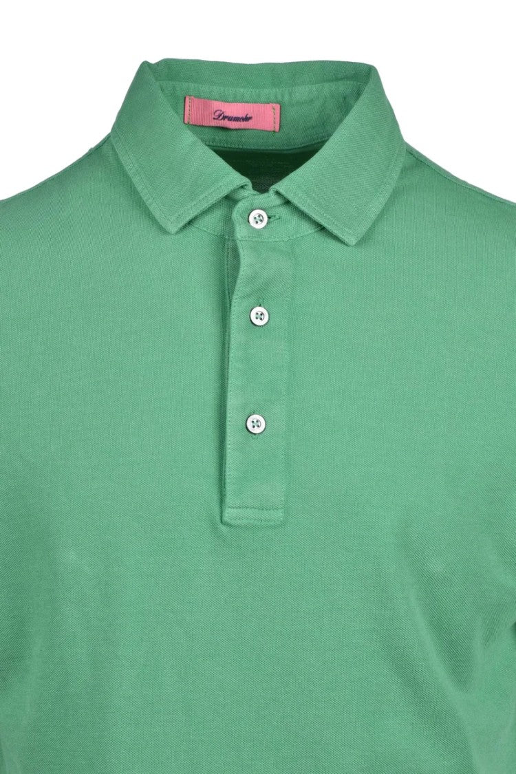 Drumohr Green Knitted Cotton Polo