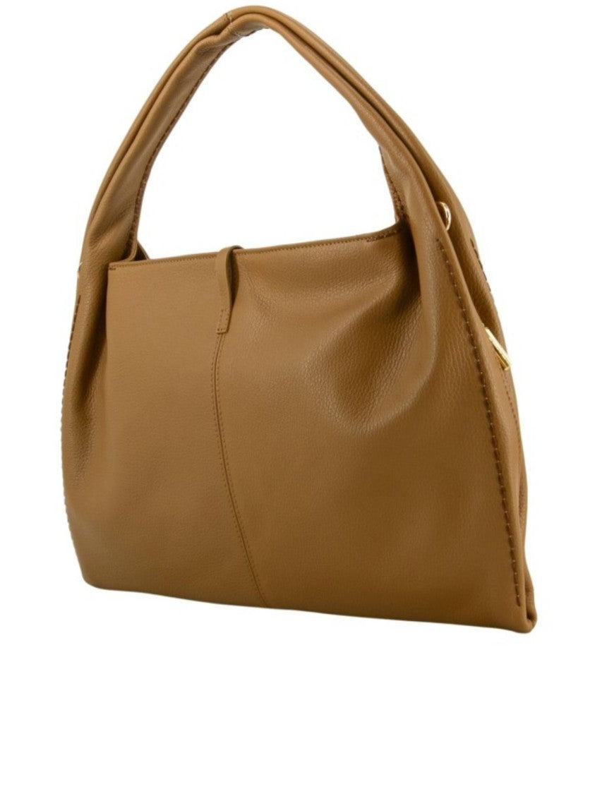 Visona` California Medium Pebbled Leather Shoulder Bag