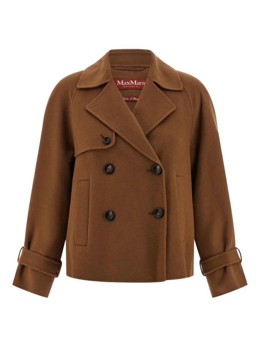 Max Mara Short Double-Breasted Coat With Wide Lapel