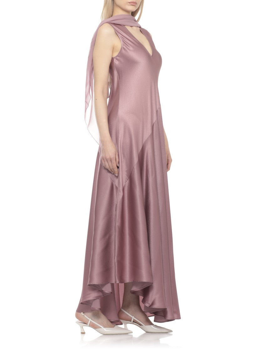 Antonelli Firenze Silk Blend Dress With Flared Hem And Asymmetrical Seam