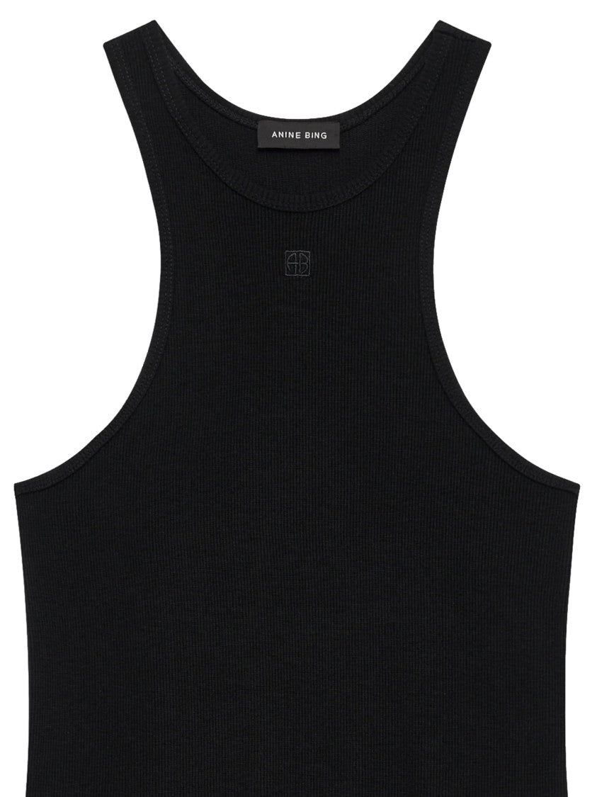 Anine Bing Sleeveless Fitted Mini Dress With High Neckline