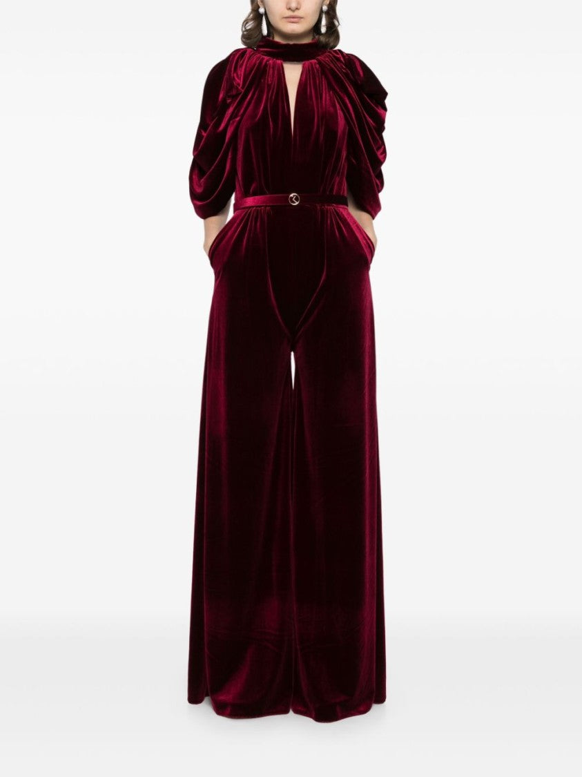 Saiid Kobeisy Jet Black Velvet Jumpsuit