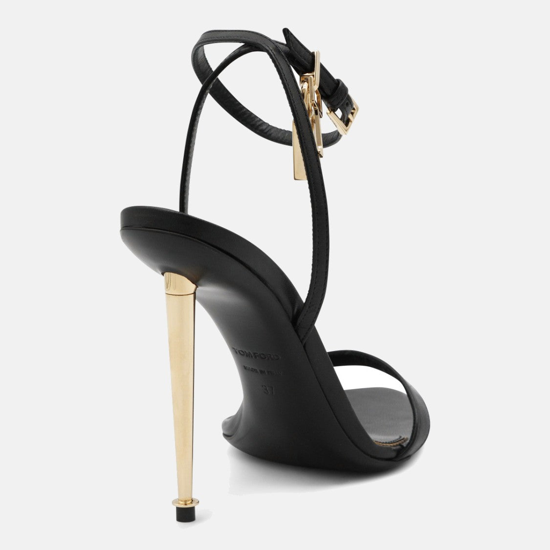 Tom Ford Sleek Black Sandals With Gold Buckle