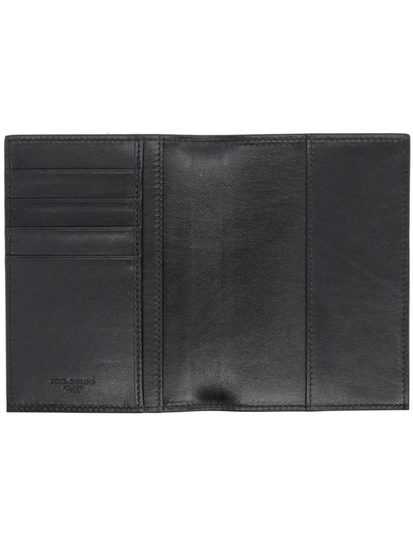 Dolce & Gabbana Neutral Storm Minimalist Passport Leather Wallet