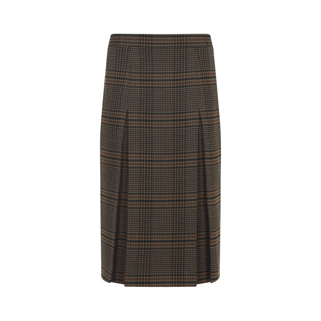 Saint Laurent Plaid Midi Skirt With Front Pleats