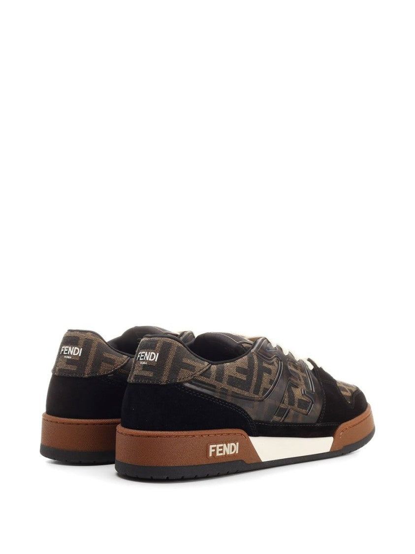 Fendi Brown Low-Profile Monogram Suede Sneakers