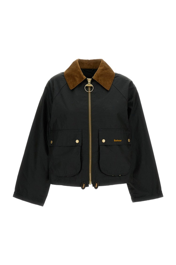 Barbour Waxed Cotton Jacket With Contrasting Corduroy Collar
