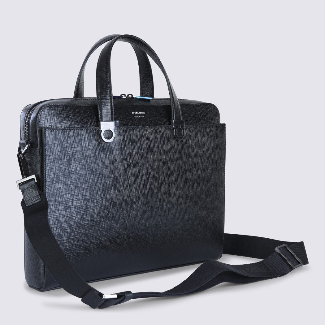 Ferragamo Black Leather Top Handle Bag