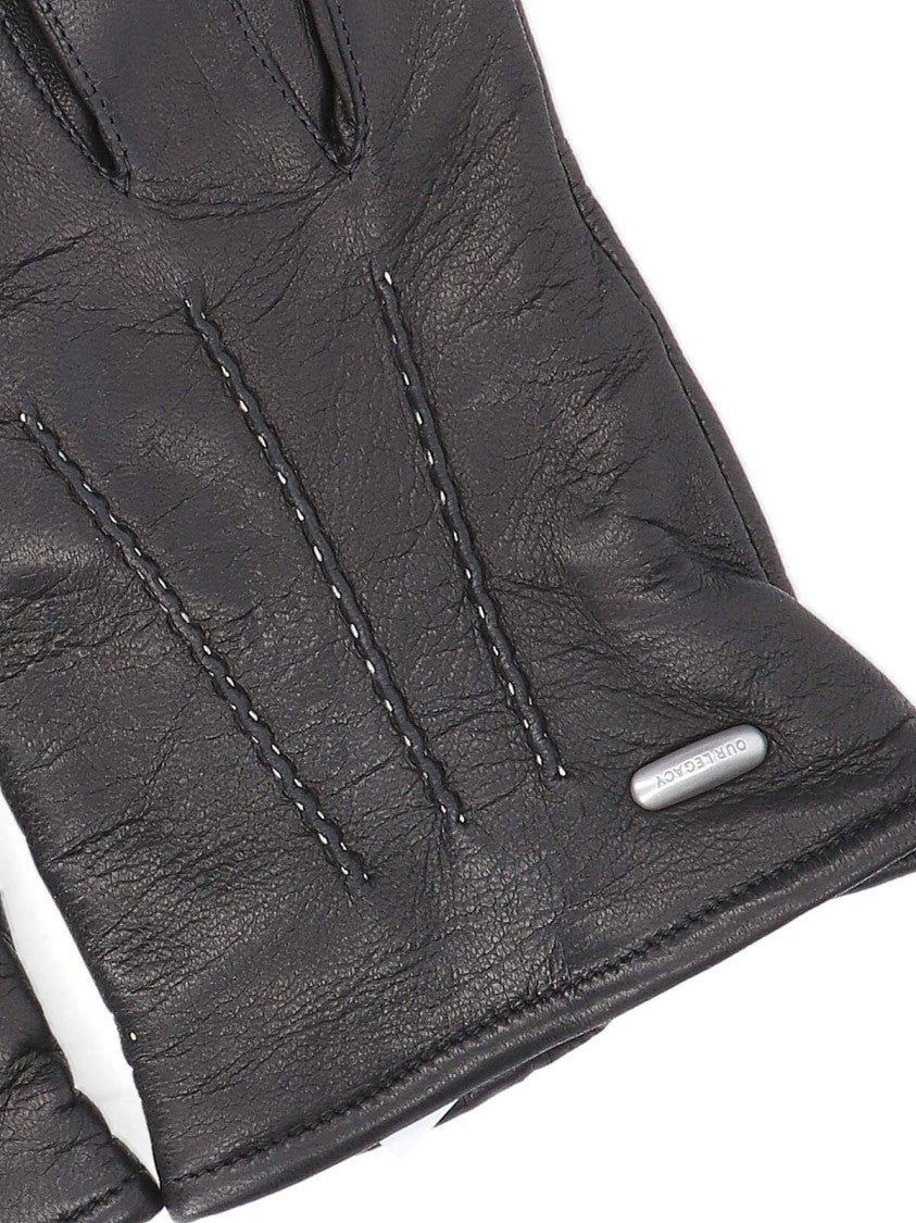 Our Legacy Lambskin Gloves With Detailed Stitching And Logo Plaques