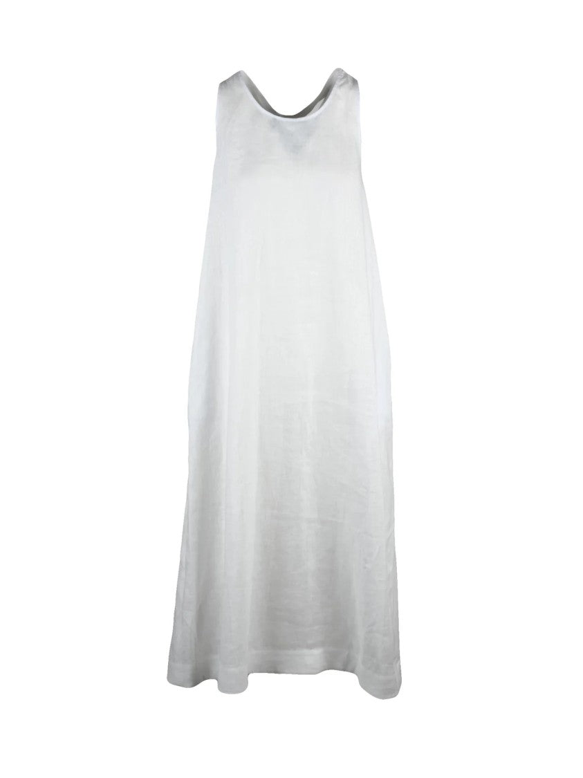 Mm By Max Mara White Douglas Linen Women Dress