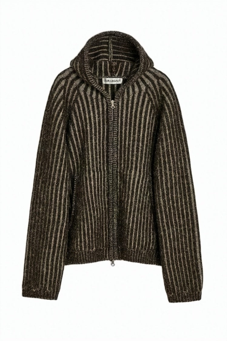 Our Legacy Wool Hooded Jacket With Vertical Stripes