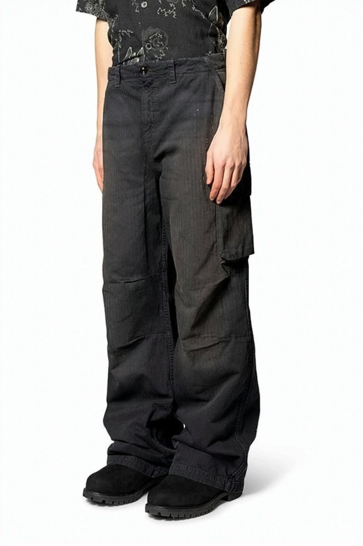 Our Legacy Cargo Pants With Wide-Leg Silhouette And Herringbone Texture