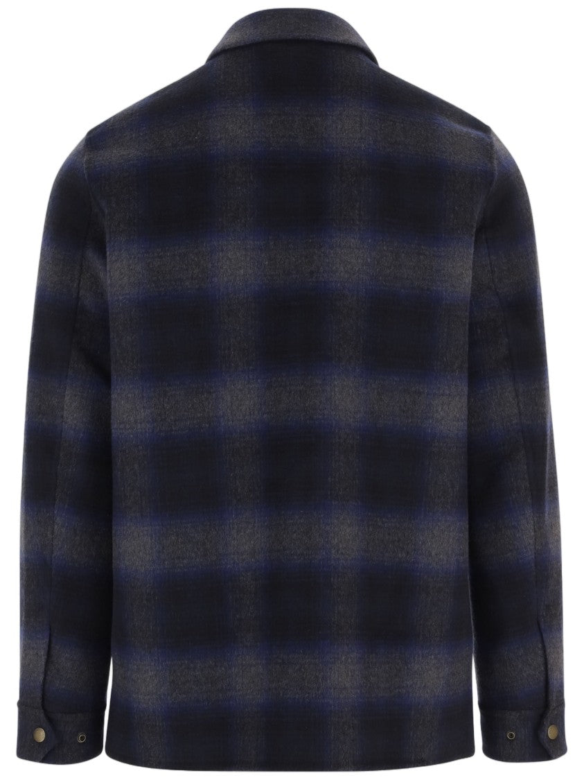 Woolrich Multi Check Pattern Wool-Blend Flap Pockets Shirt