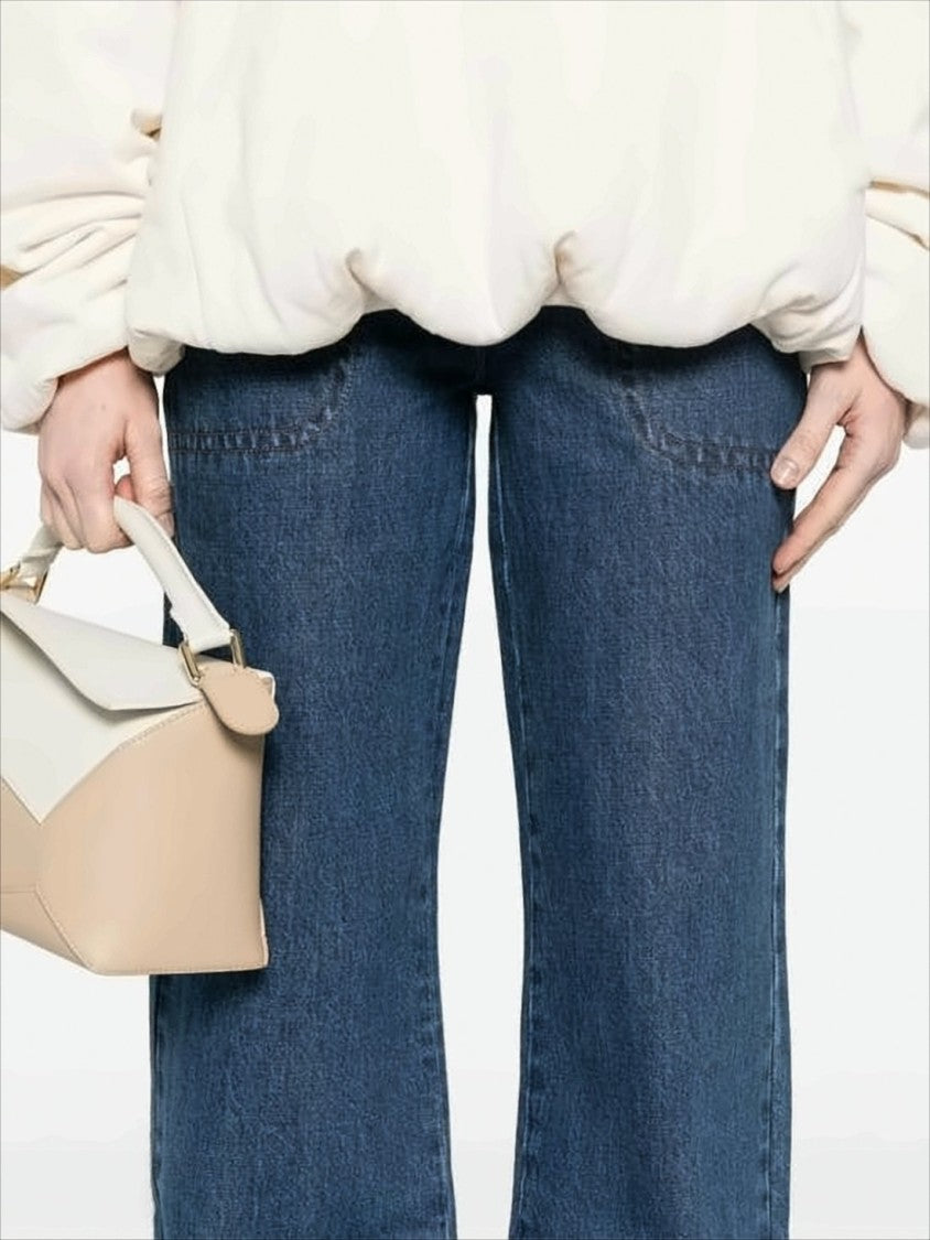 A.P.C. Wide-Leg Blue Denim Trousers With High Waist