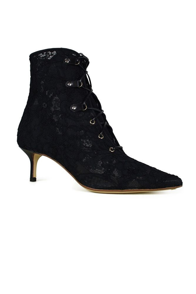 Francesco Russo Lace Ankle Boots With Central Lace Fasteners