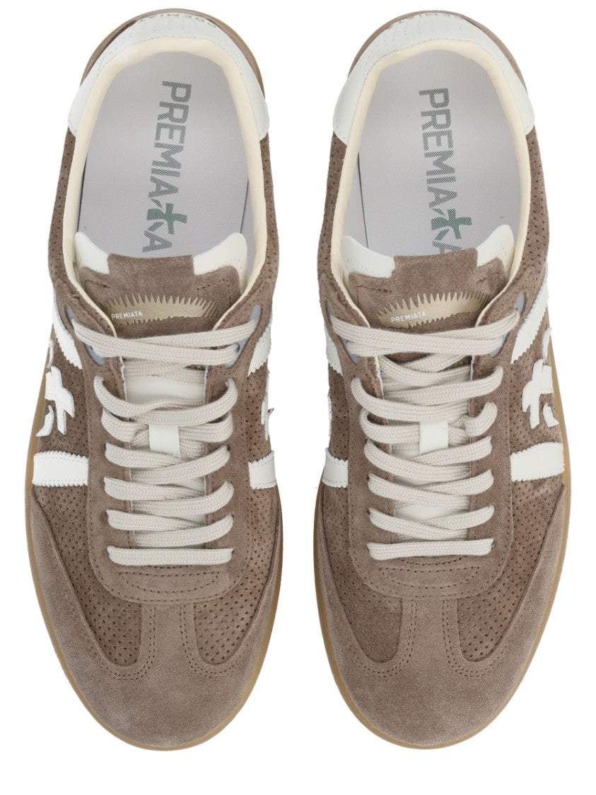 Premiata Taupe Bonnie Suede Perforated Sneakers