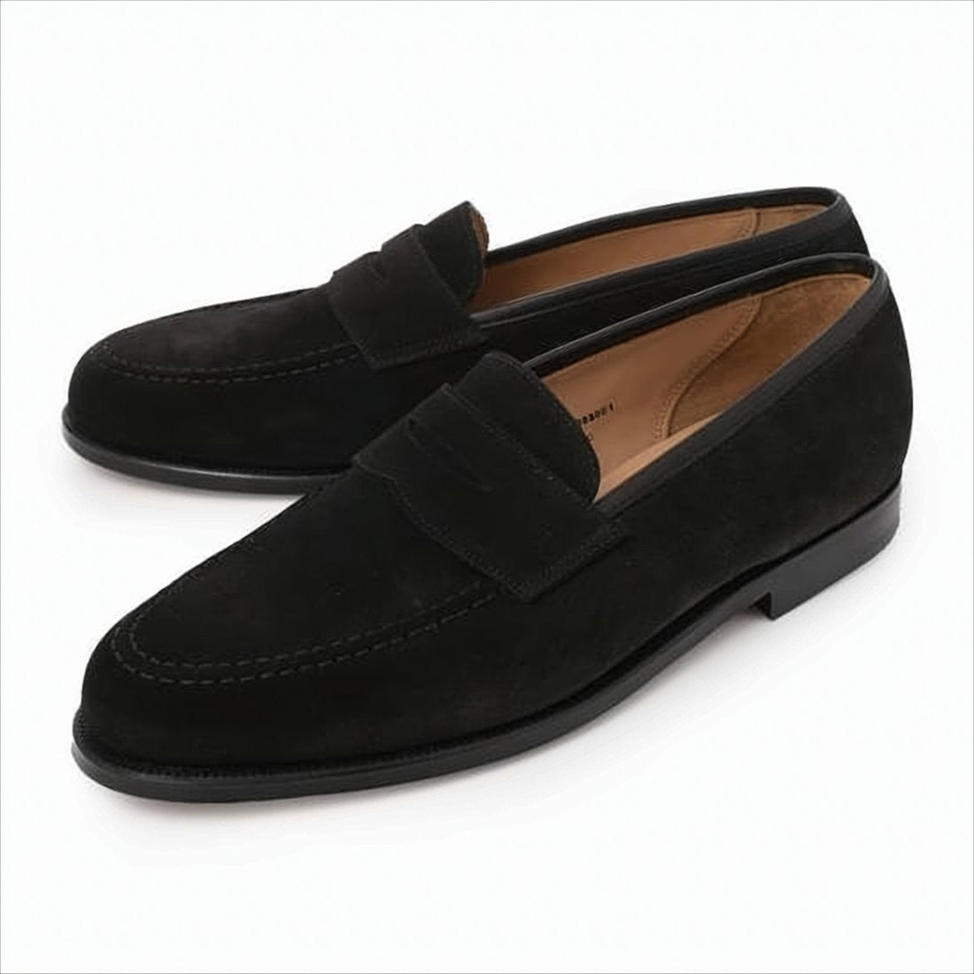 Crockett & Jones Black Suede Loafers With Smooth Leather Sole