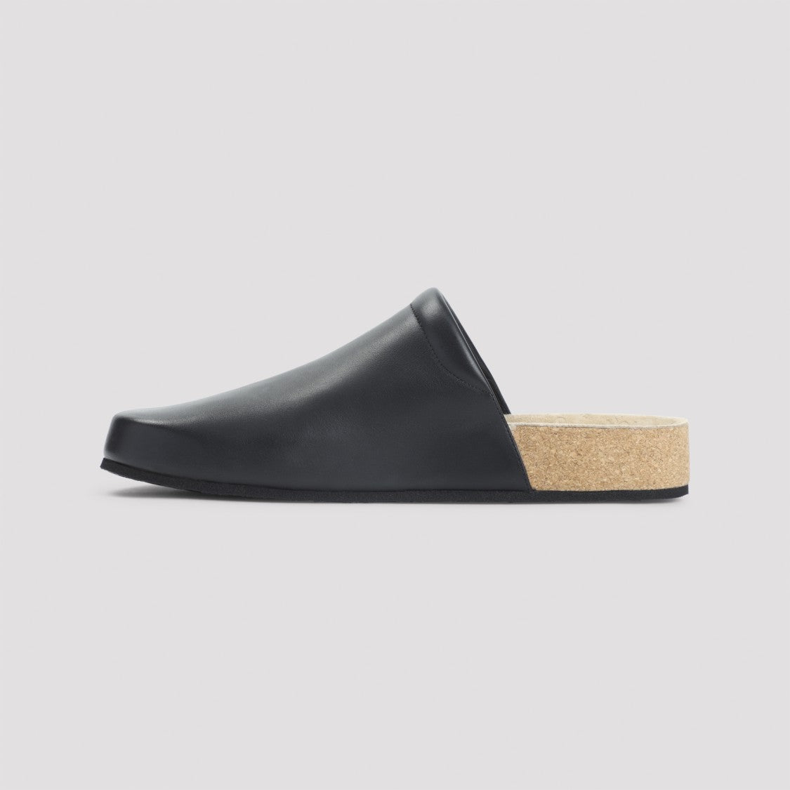 Balenciaga School Flat Black Calf Leather Mules