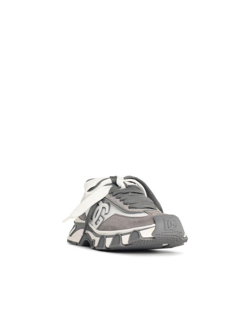 Dolce & Gabbana 'Airmaster' White And Grey Fabric And Leather Sneakers