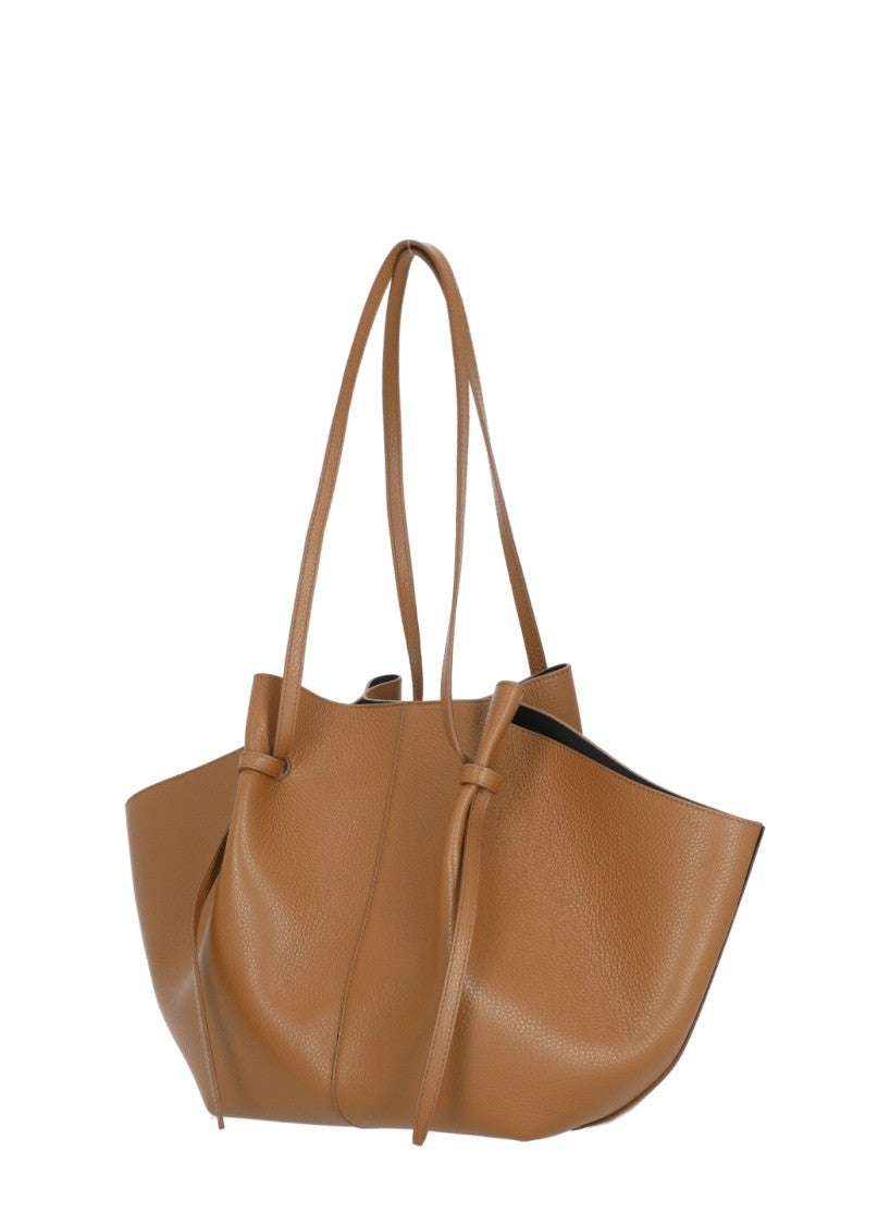 Yuzefi Spacious Pebbled Leather Tote Bag With Adjustable Handles