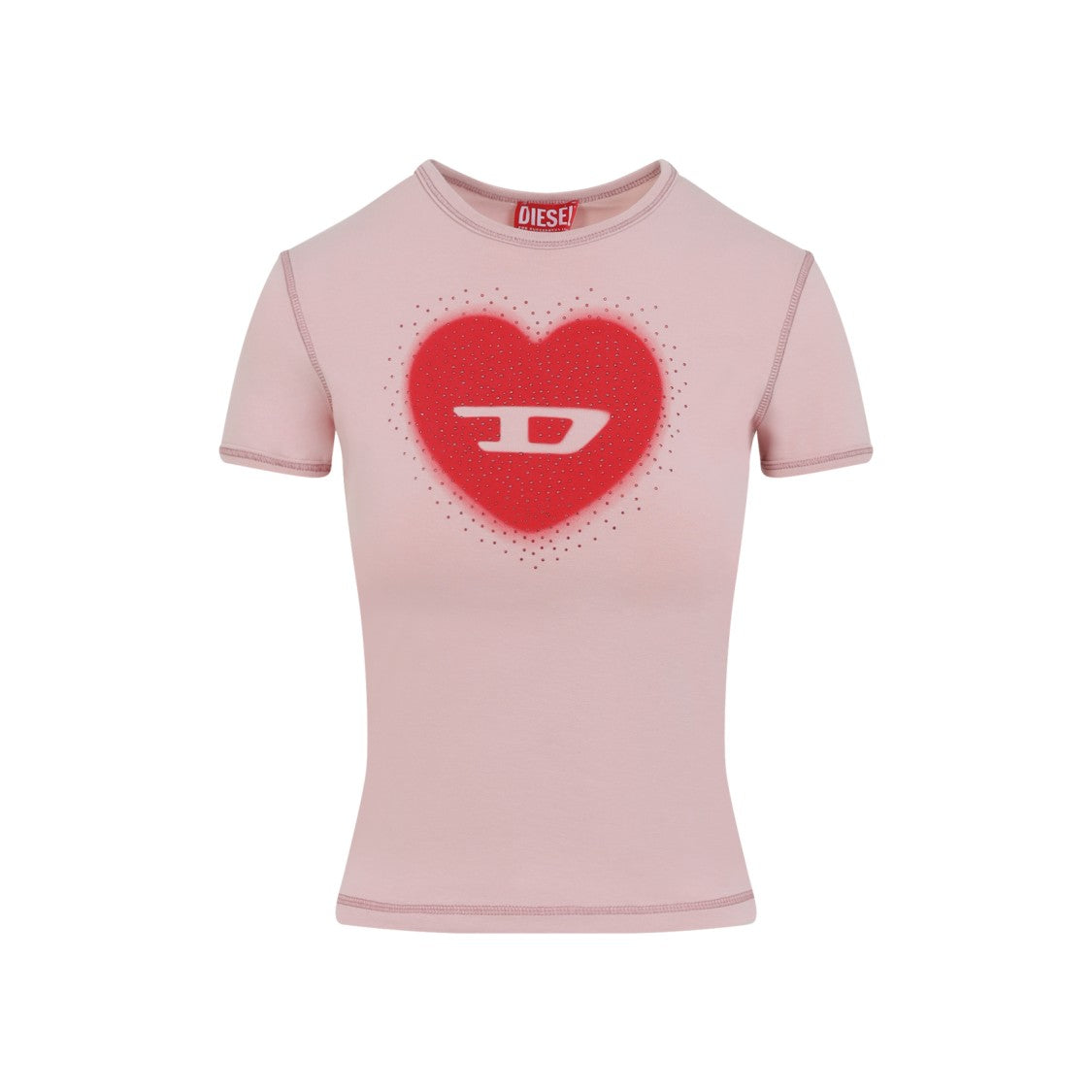 Diesel Pink-Purple Cotton Blend T-Shirt