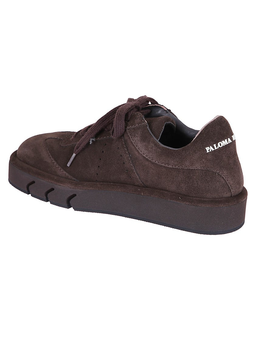Paloma Barceló Low-Top Sneakers In Brown Suede With Embossed Logo