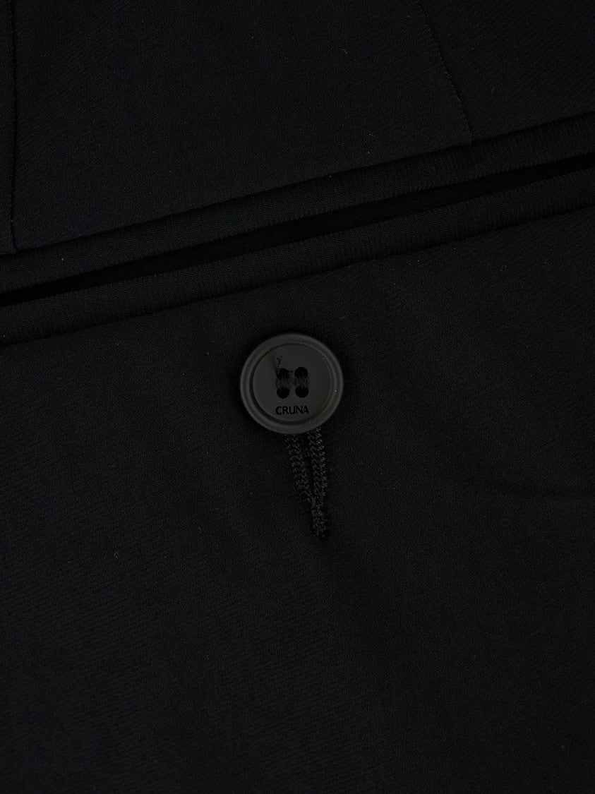 Cruna Muted Brown Tailored Minimalist Button Trousers