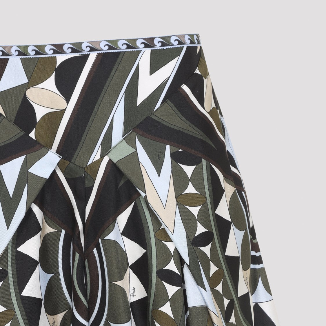 Pucci Multicolour Geometric Silk Trousers With Gathered Hem