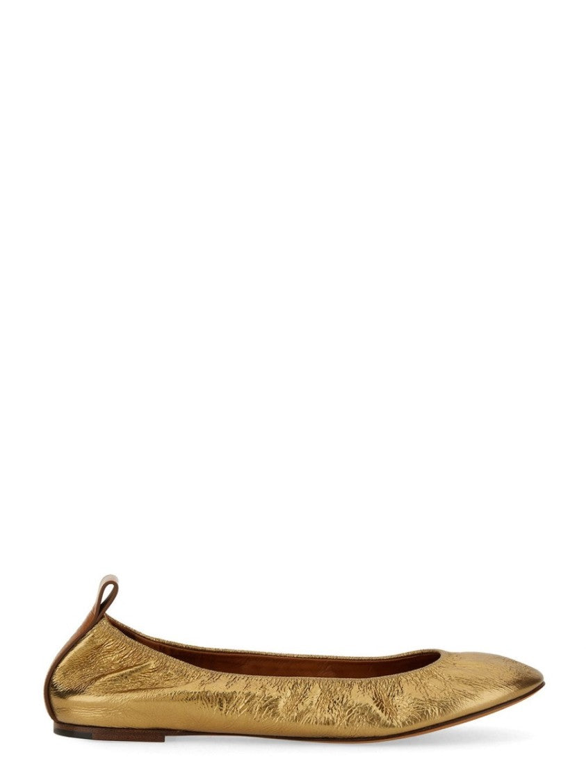 Lanvin Gold Leather Ballerina Flats