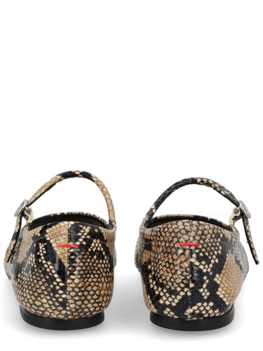 Aeydē Neutrals Uma Mary-Jane Snake Print Flats