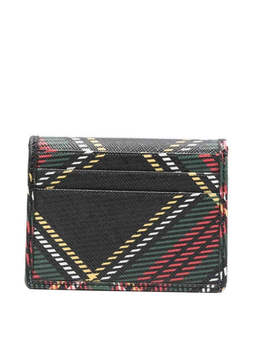 Vivienne Westwood Black Tartan Plaid Orb Emblem Wallet