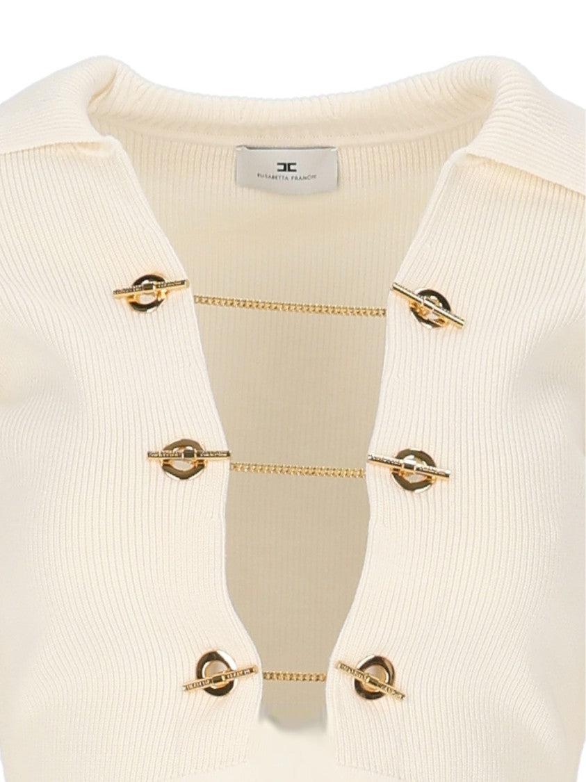 Elisabetta Franchi Knit Knee-Length Gold Accents Day Dress