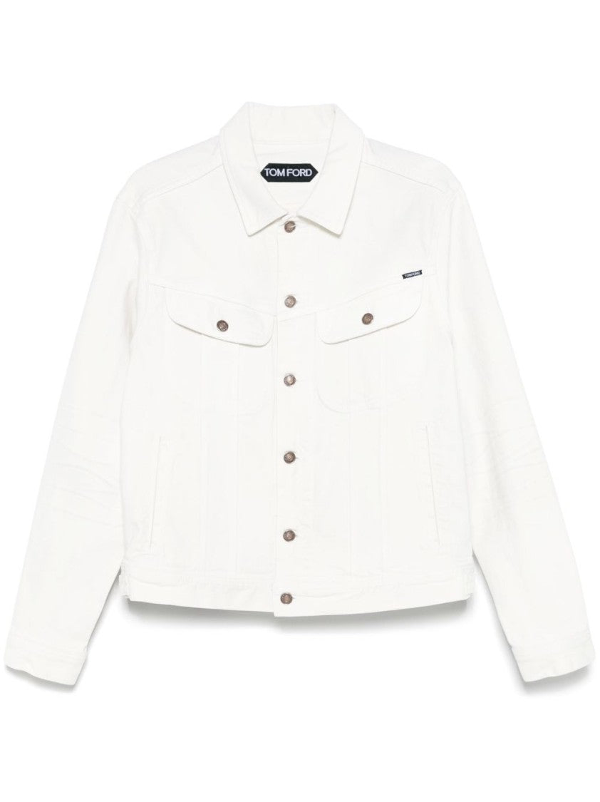 Tom Ford Boxy Slim-Fit Jacket In White Cotton Denim