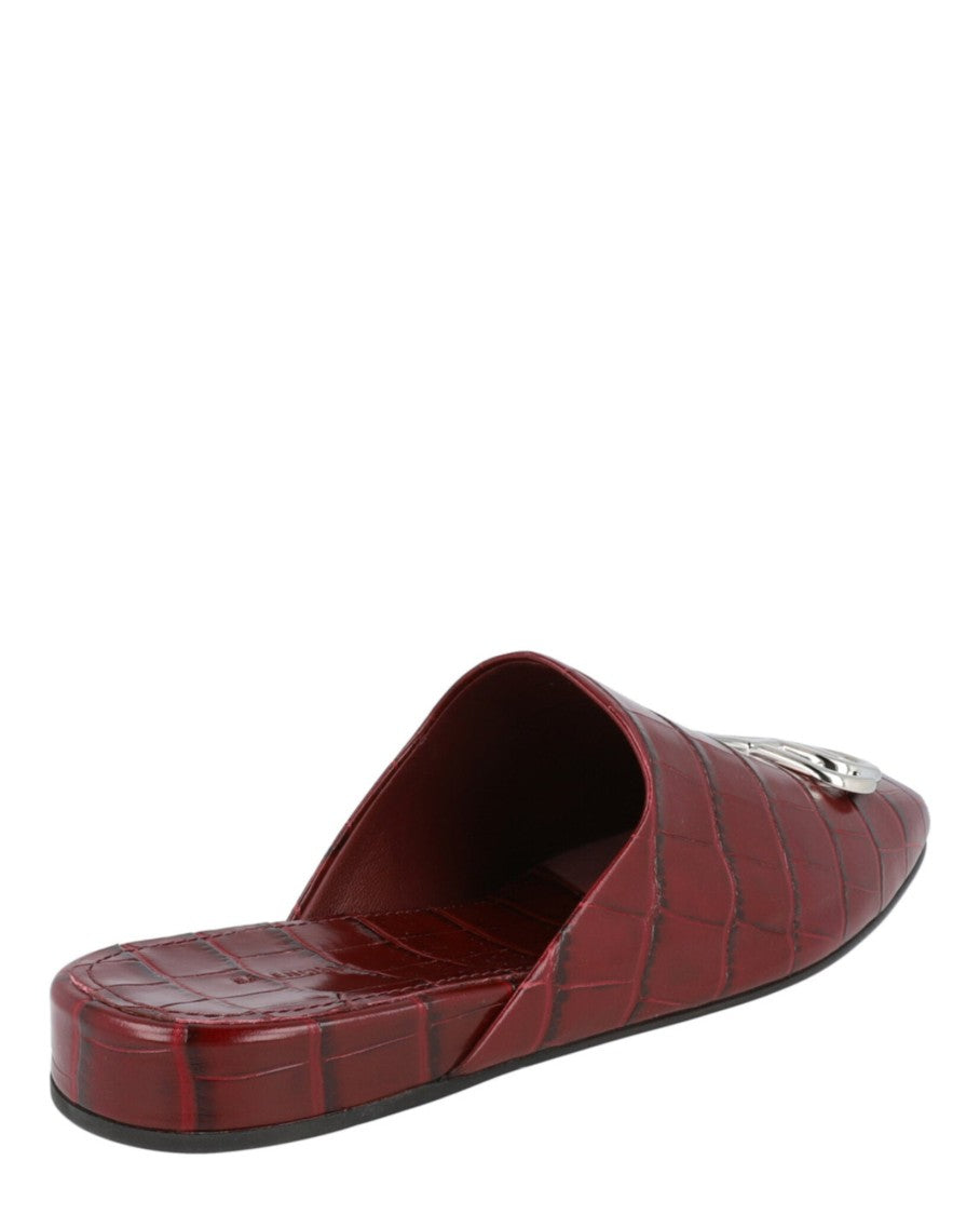 Balenciaga Croc Embossed Leather Cosy Bb Mule