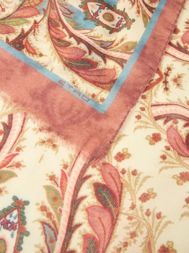 Etro Intricate Floral-Patterned Wool-Cashmere Blend Scarf