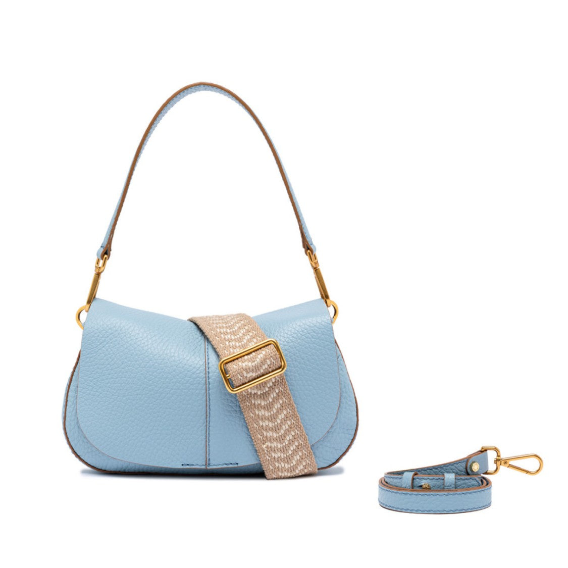 Gianni Chiarini Helena Shoulder Bag In Light Blue Leather